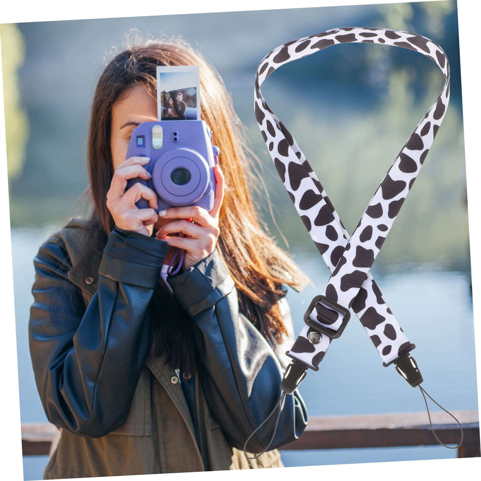 OSALADI Camera Strap Sling - Adjustable Hand Grip for Instant/Mini Cameras - Photography Accessories with Mini Stickers & Film Decals - Perfect for Travel, Street Photography & Vlogging (Polyester, Dessert Color)