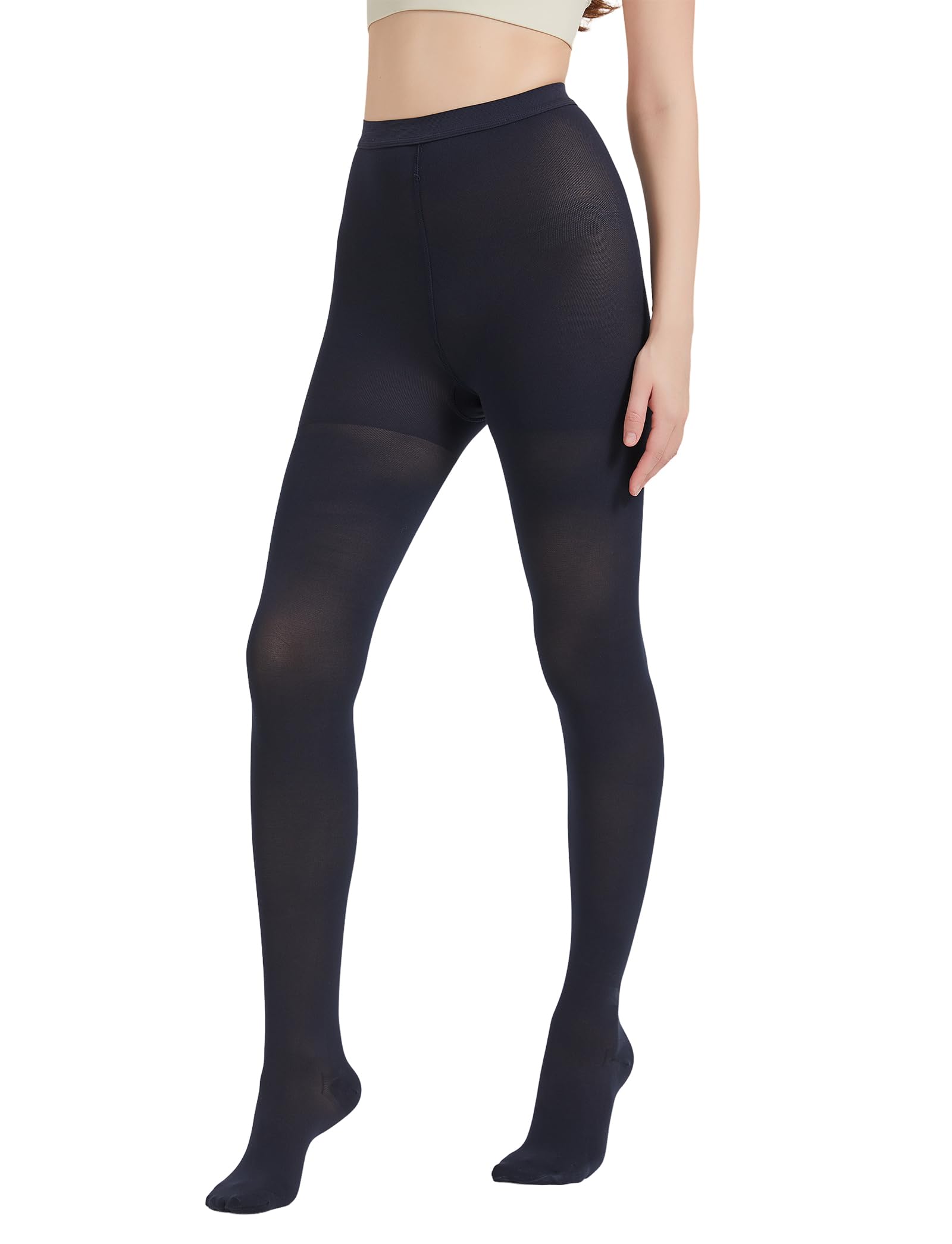 MGANG Medical Compression Pantyhose for Women & Men - 15-20 mmHg Firm Support Closed Toe Opaque Waist High Leggings - Varicose Veins & Edema Relief - Navy Blue XXL - Perfect for Travel, Nursing & Daily Comfort