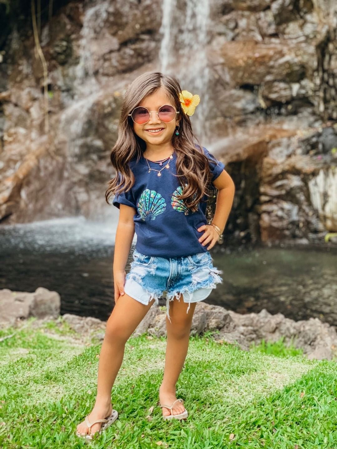 Kids' Abalone Mermaid & Merman Shell Print T-Shirt - Perfect for Beach Vacations & Summer Playdates
