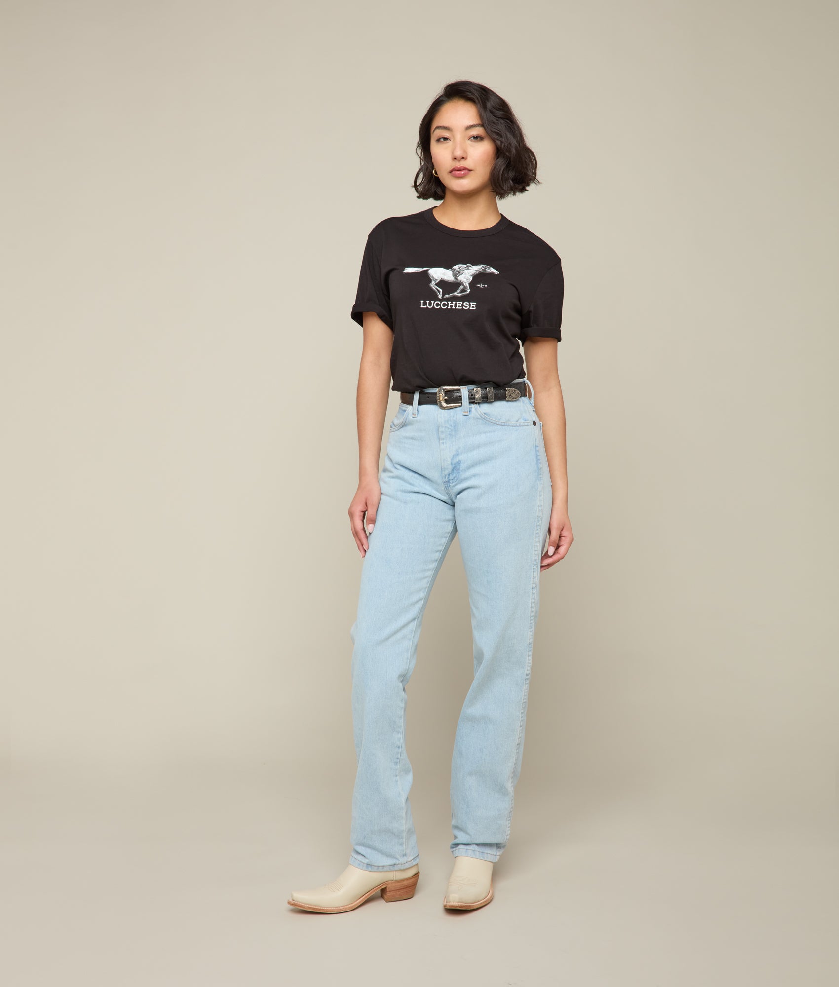 Lucchese Racehorse T-Shirt for Men - Soft Cotton Tee with Classic Western Design - Perfect for Casual Wear, Rodeo Events & Western Fashion