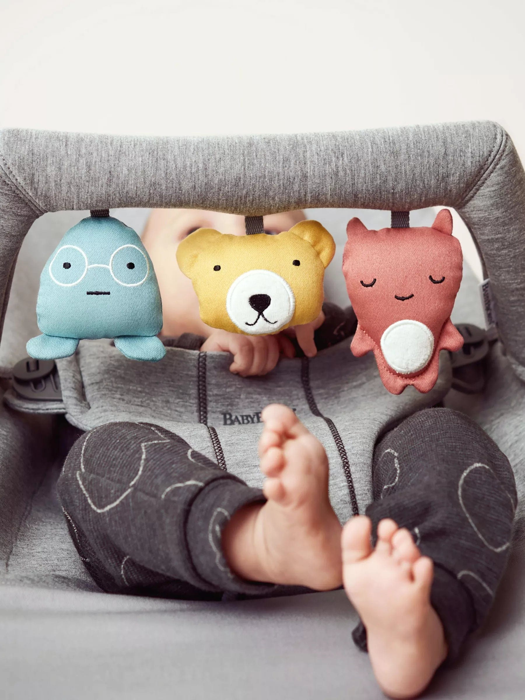 Baby Bjorn Bouncer Balance Soft - Dark Gray/Gray Cotton Jersey Baby Bouncer with Free Toy Bar | Infant Rocker for Soothing & Playtime | Nursery Essential for Newborns & Toddlers