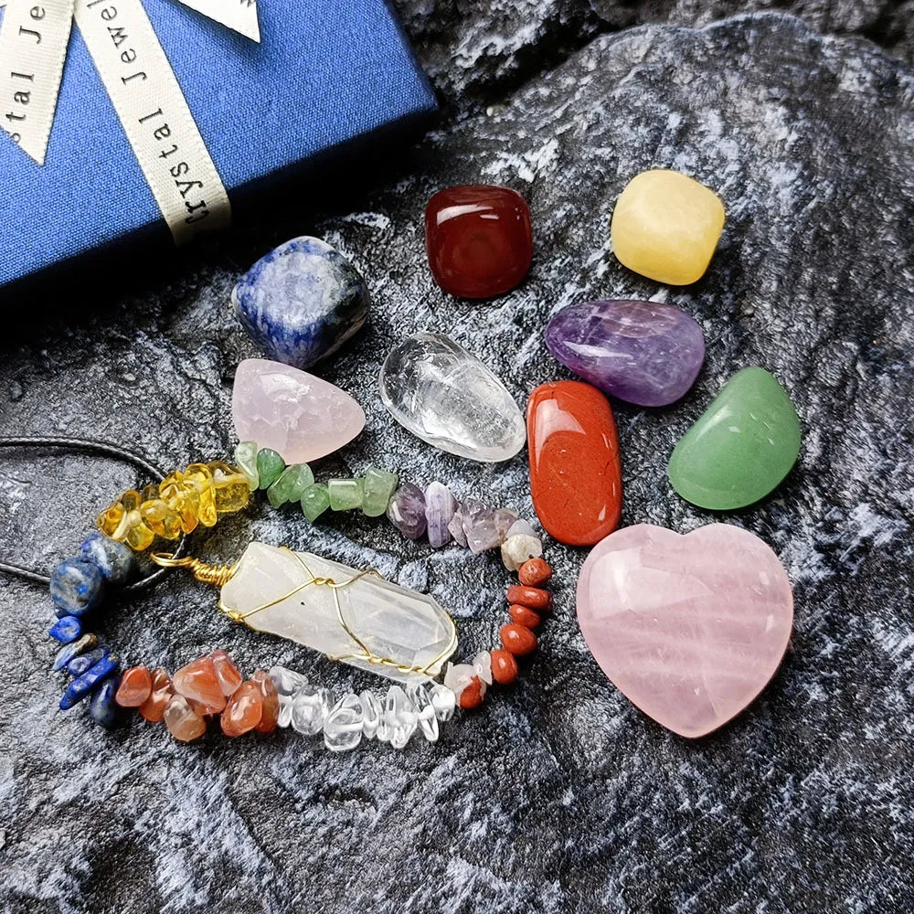 7 Chakra Healing Crystal Box Set - Natural Stones for Meditation, Reiki & Energy Balancing - Perfect for Yoga, Spirituality & Home Decor
