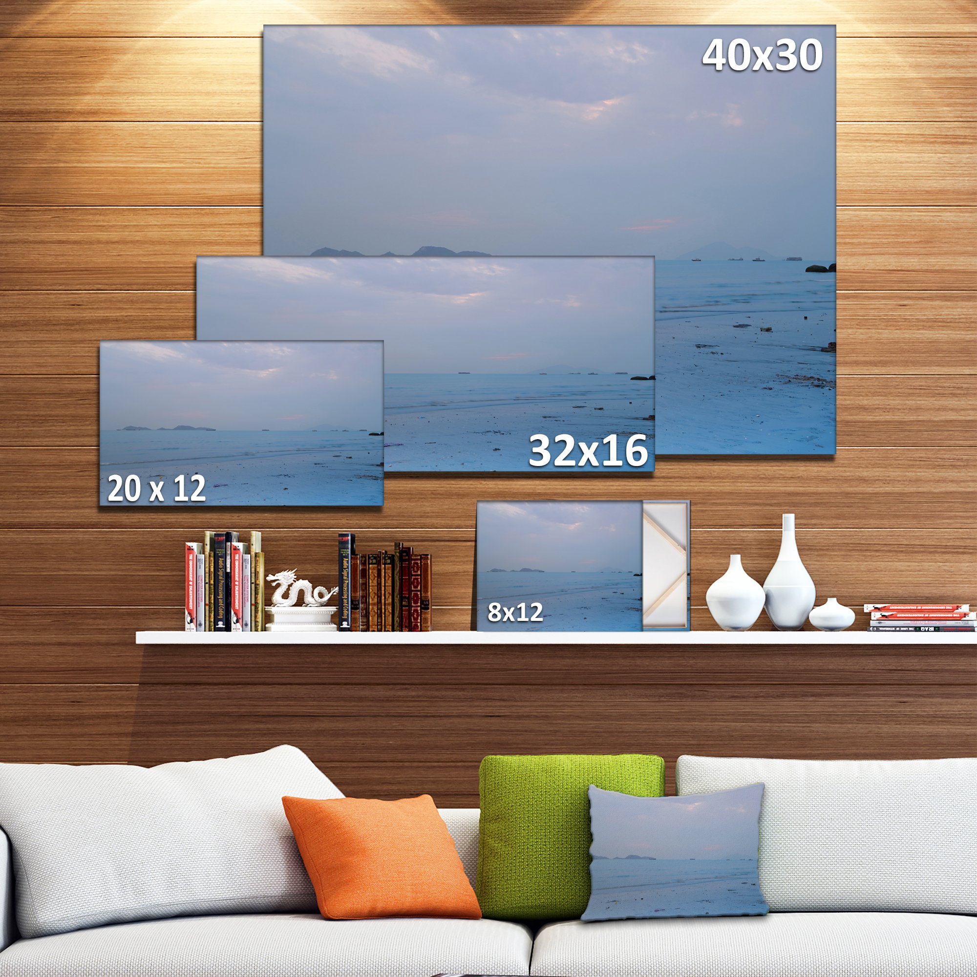 Light Blue Sunset at Lung Kwu Tan Beach - Stunning Landscape Canvas Wall Art for Living Room, Bedroom & Office Decor
