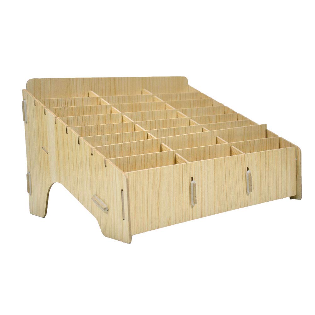 XICHENGSHIDAI 24-Slot Phone Storage Box - Beige Desktop Organizer for Classroom & Office