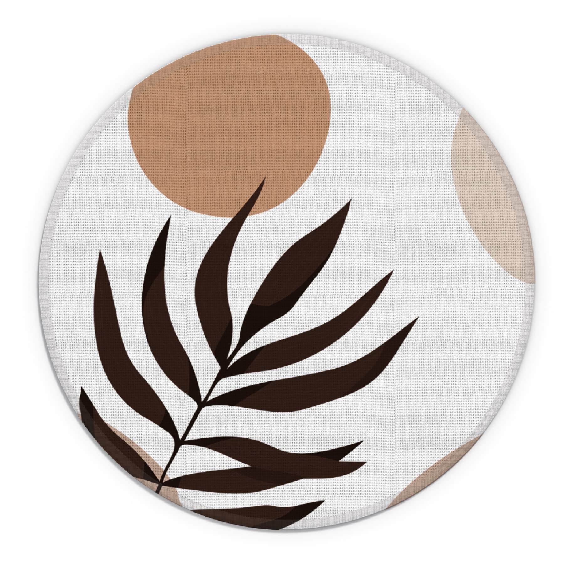 Boho Style Round Mouse Pad - 7.9 x 7.9 Inch Waterproof Rubber Desk Mat - Neutral Aesthetic Office Accessory for Computer, Laptop & Gaming Setup - Perfect for Home Office, Workstation & Study Desk Decor