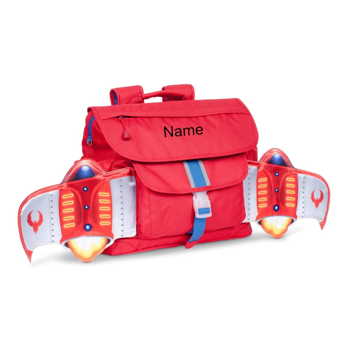 Bixbee Personalized Kids Backpack for Boys & Girls Ages 3-5 - Custom Name Toddler Bookbag with Water Resistant Design | Red Firebird Flyer School Bag for Preschool & Daycare | Perfect for Kindergarten, Travel & Daily Use