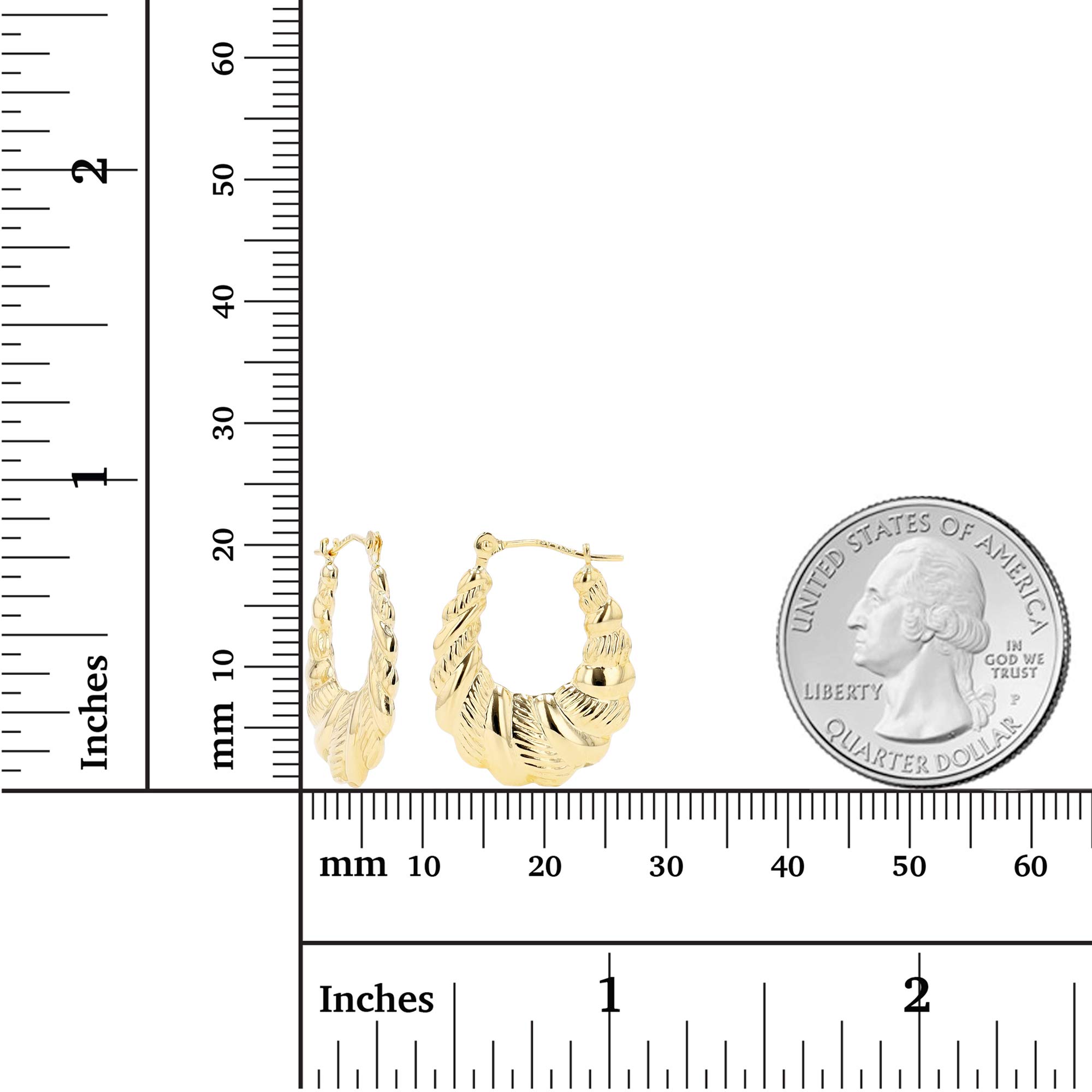 14K Solid Gold Twisted Shrimp Hoop Earrings for Women - Hypoallergenic 2.60x21mm Hoops | Polished & Textured Design | Perfect for Sensitive Ears, Everyday Wear & Special Occasions