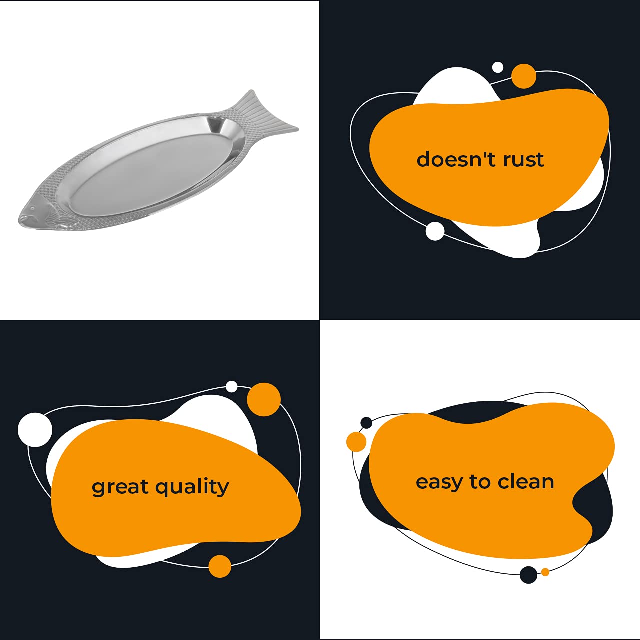 Premium Stainless Steel Oval Fish Platter - Elegant Serving Dish for Seafood, Sushi & Appetizers - Perfect for Dinner Parties, Catering & Restaurant Presentations