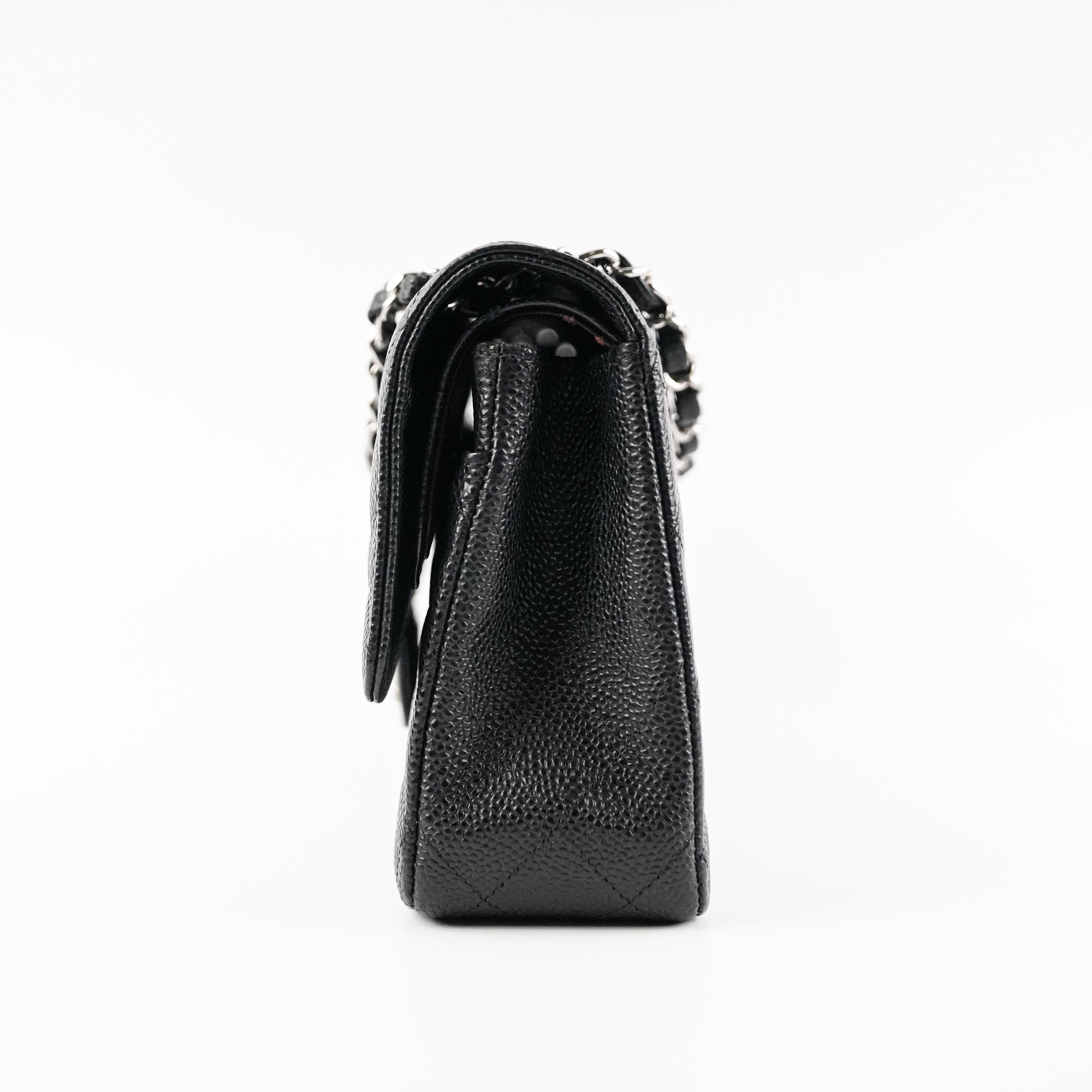 Chanel Medium/Large Double Classic Flap Bag in Black Caviar Leather - Luxury Designer Handbag for Women, Perfect for Work, Evening Events & Special Occasions