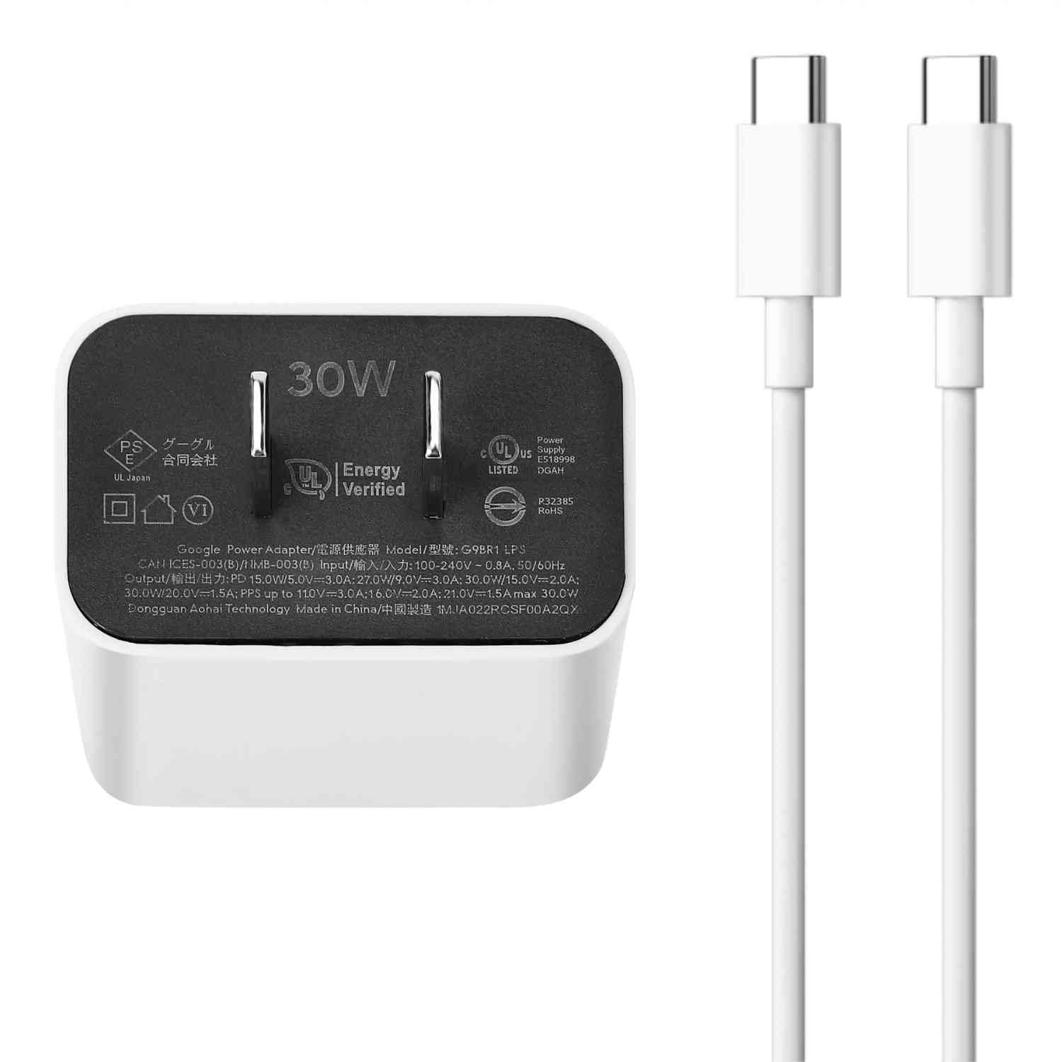 30W USB-C Fast Charger with USB-C to USB-C Cable - Compatible with Google Pixel 5a 5G/6 Pro/7a/4 Series & All USB-C Devices - Rapid Charging for Phones, Tablets & Laptops - Perfect for Home, Office & Travel Use
