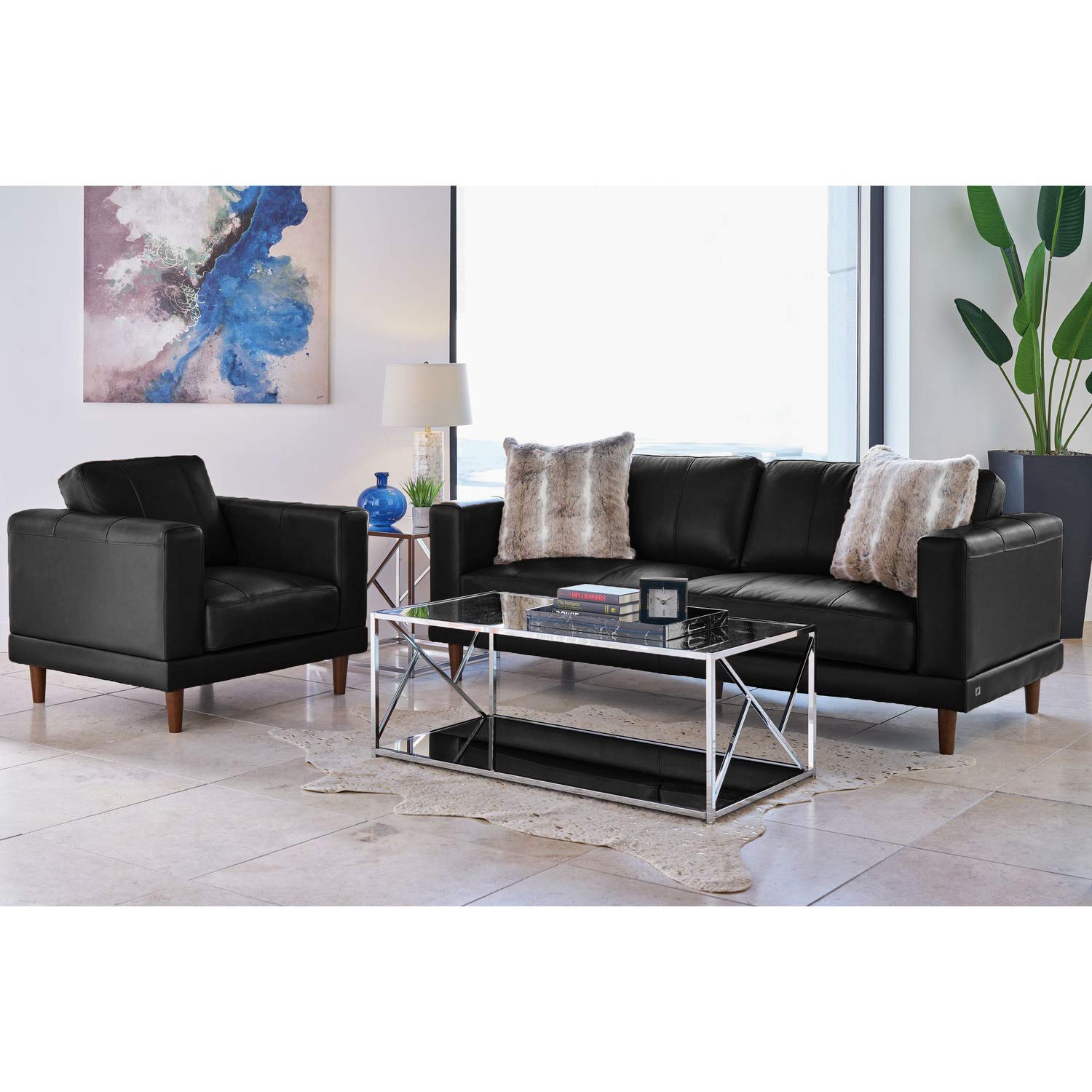 Picket House Furnishings Hanson Chair - Modern Black Dining Chair with Upholstered Seat & Metal Legs for Kitchen, Dining Room, or Home Office