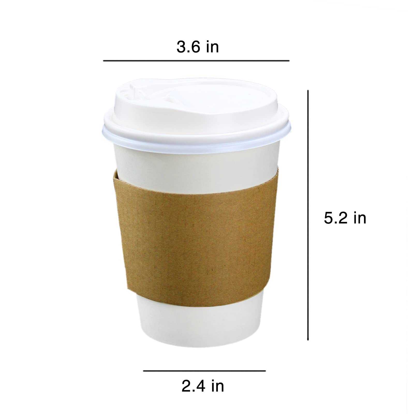12 oz Disposable Coffee Cups with Lids - 20 Pack White Paper Cups for Hot & Cold Beverages - Perfect for Coffee, Tea, Water, Office, Cafes & Parties