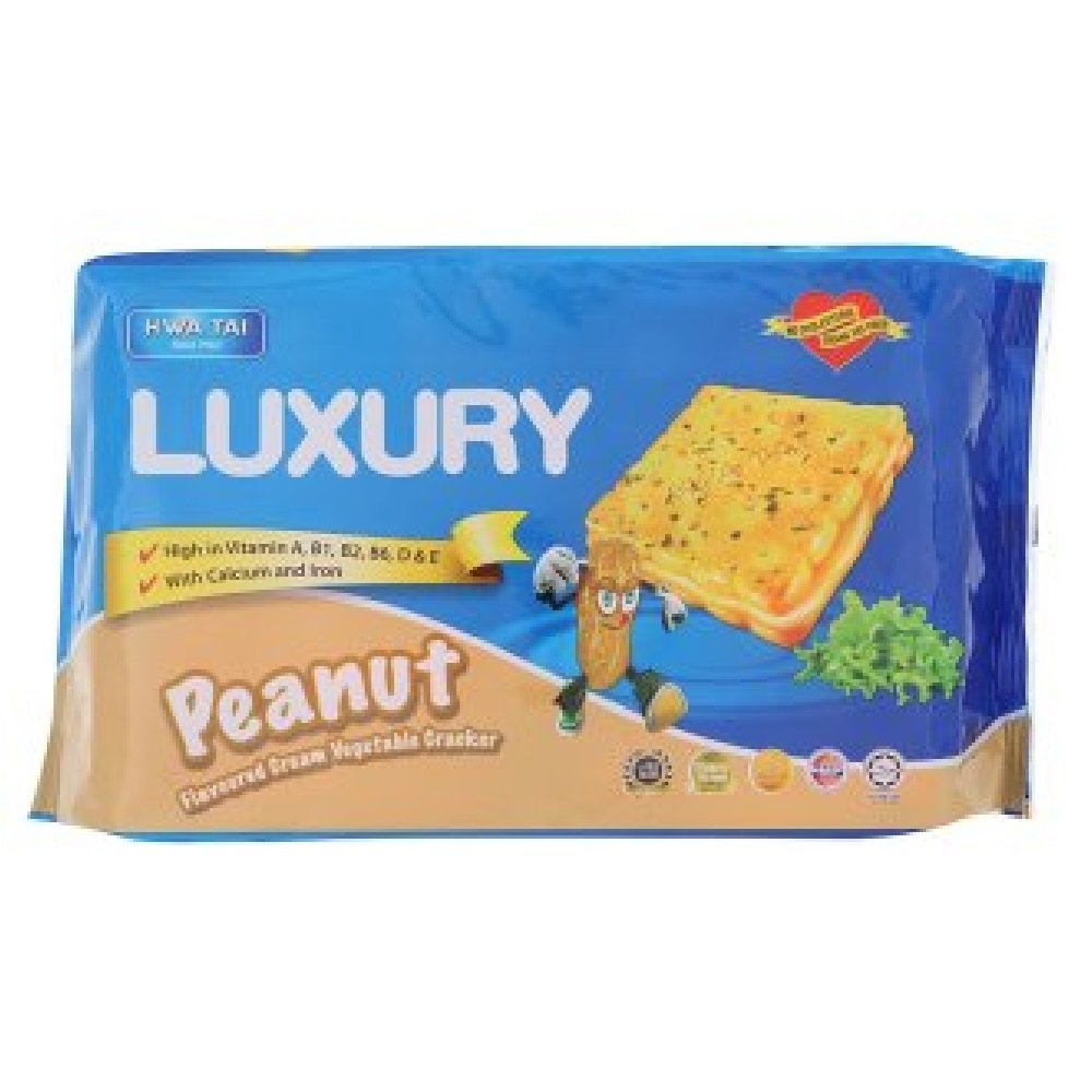 Hwa Tai Luxury Sandwich Crackers 13pcs x 20g - Peanut Cream Vegetable Flavor (12 Pack) | Perfect for Snacking, Office Lunch & Tea Time