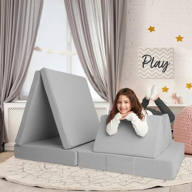 Imaginarium Kids and Toddler Play Couch - Soft Foam Modular Sofa for Boys & Girls (Owl Gray) | Perfect for Playroom, Nursery, or Living Room | Encourages Creative Play & Comfortable Lounging