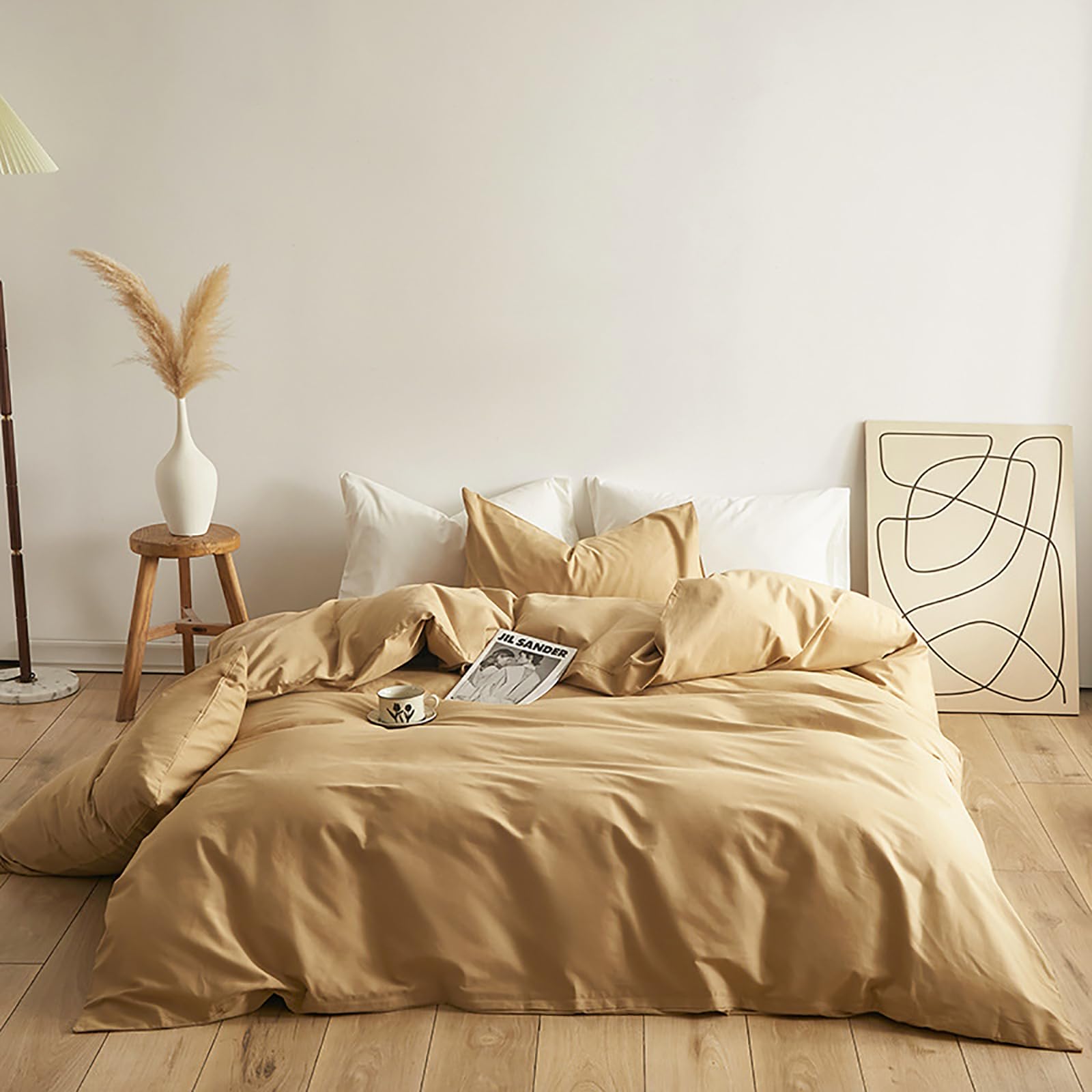 Luxlovery Beige Champagne Comforter Set - 3 Piece Twin Size Soft Breathable Bedding Set for Teens & Kids, Taupe & Sand Color Quilted Blanket - Perfect for Cozy Bedrooms, Dorm Rooms & Sleepovers