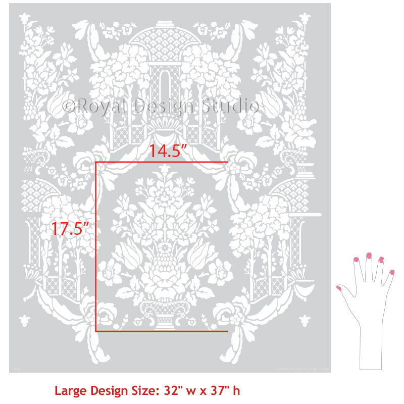 Brighton Manor Damask Wall Stencil - Reusable DIY Painting Template for Home Decor, Accent Walls & Furniture - Perfect for Bedrooms, Living Rooms & Craft Projects