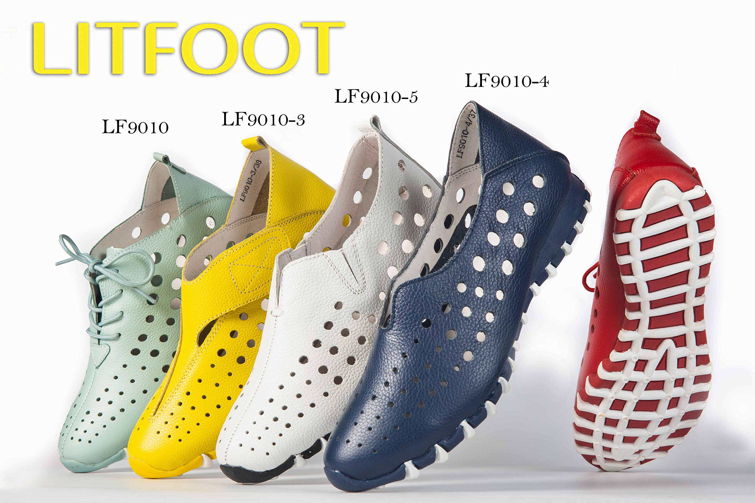 LITFOOT LF9010 Women's Genuine Leather Comfortable Slip-On Shoes for Work, Walking & Casual Wear - Breathable & Lightweight Design for All-Day Comfort