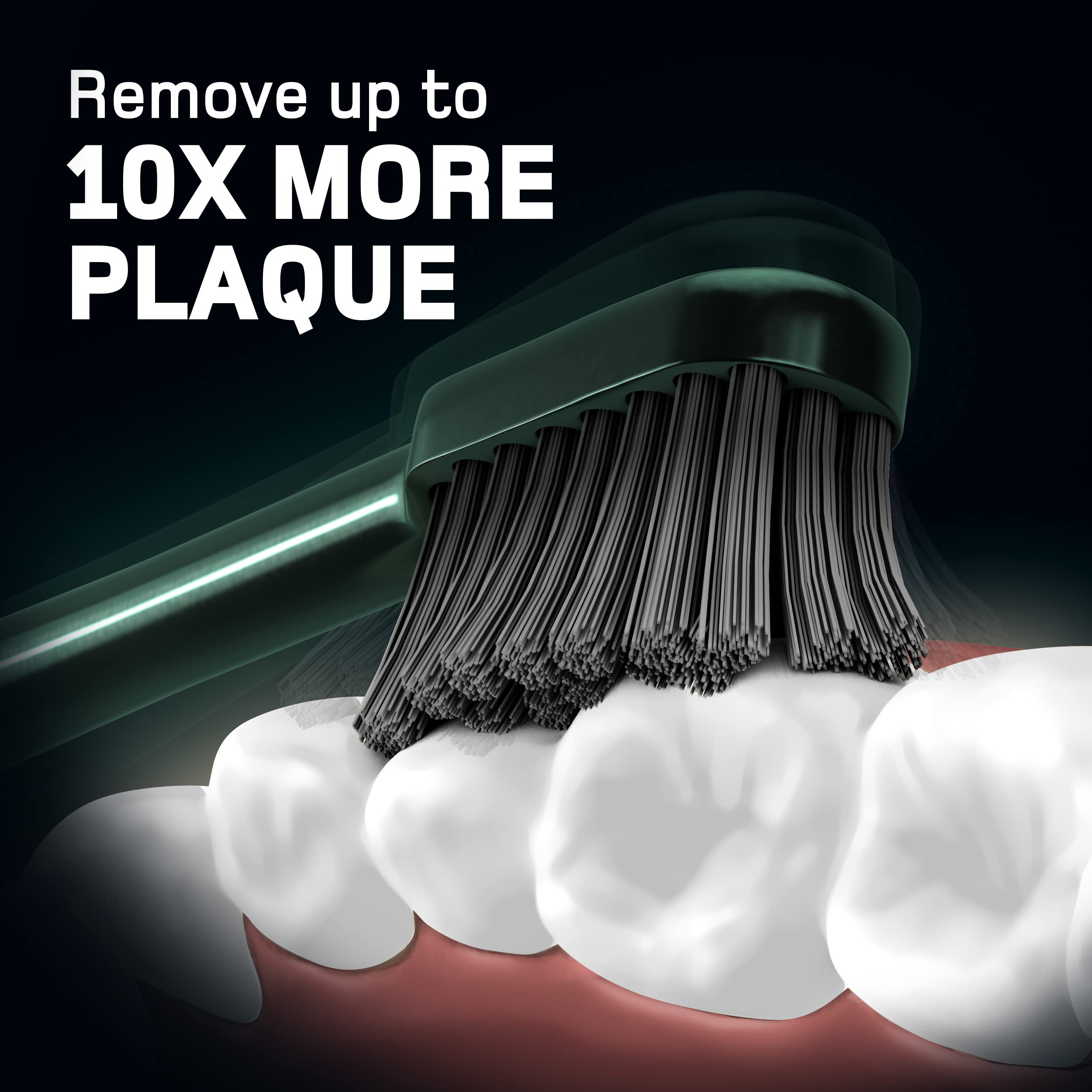 Wagner Stern Ultrasonic Whitening Electric Toothbrush with 8 Charcoal Black Brush Heads - Fresh Breath & Healthy Smile (Green) | Perfect for Travel, Home & Office Use