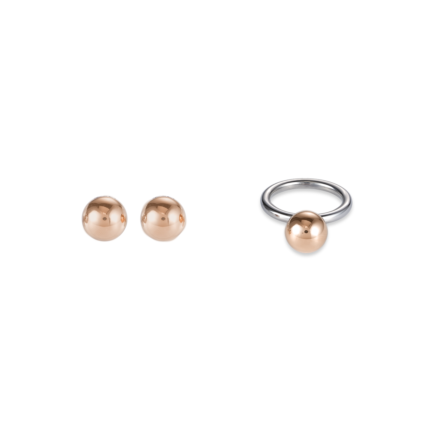 Stainless Steel Rose Gold Ring for Women - Large Ball Design, Elegant Jewelry Gift for Valentine's Day, Anniversary & Special Occasions