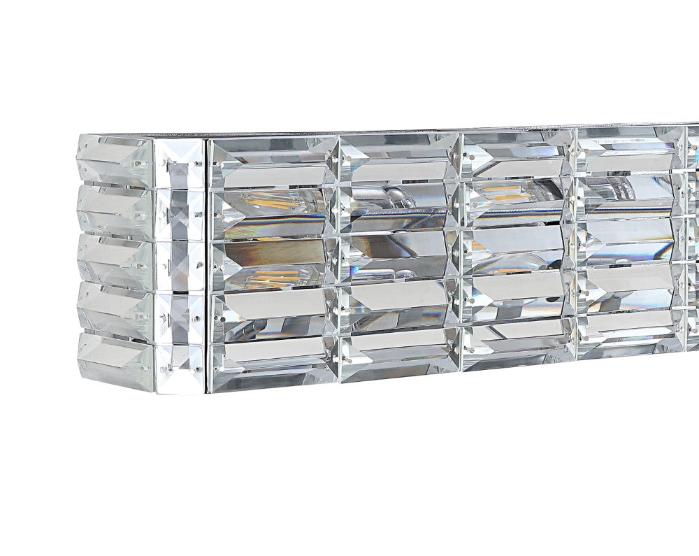 Evelyn Modern LED Vanity Light - Crystal Rectangle Iron Frame with Glam Design for Bathroom, Bedroom & Dressing Room Makeup Mirror Lighting