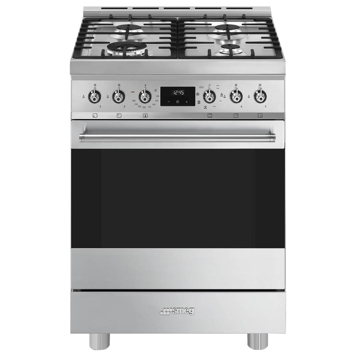 Smeg CS6GMXA2 60cm Classic Freestanding Gas Cooker - Stainless Steel Built-in Oven with 4 Burners | Perfect for Modern Kitchens, Home Cooking & Professional Chefs