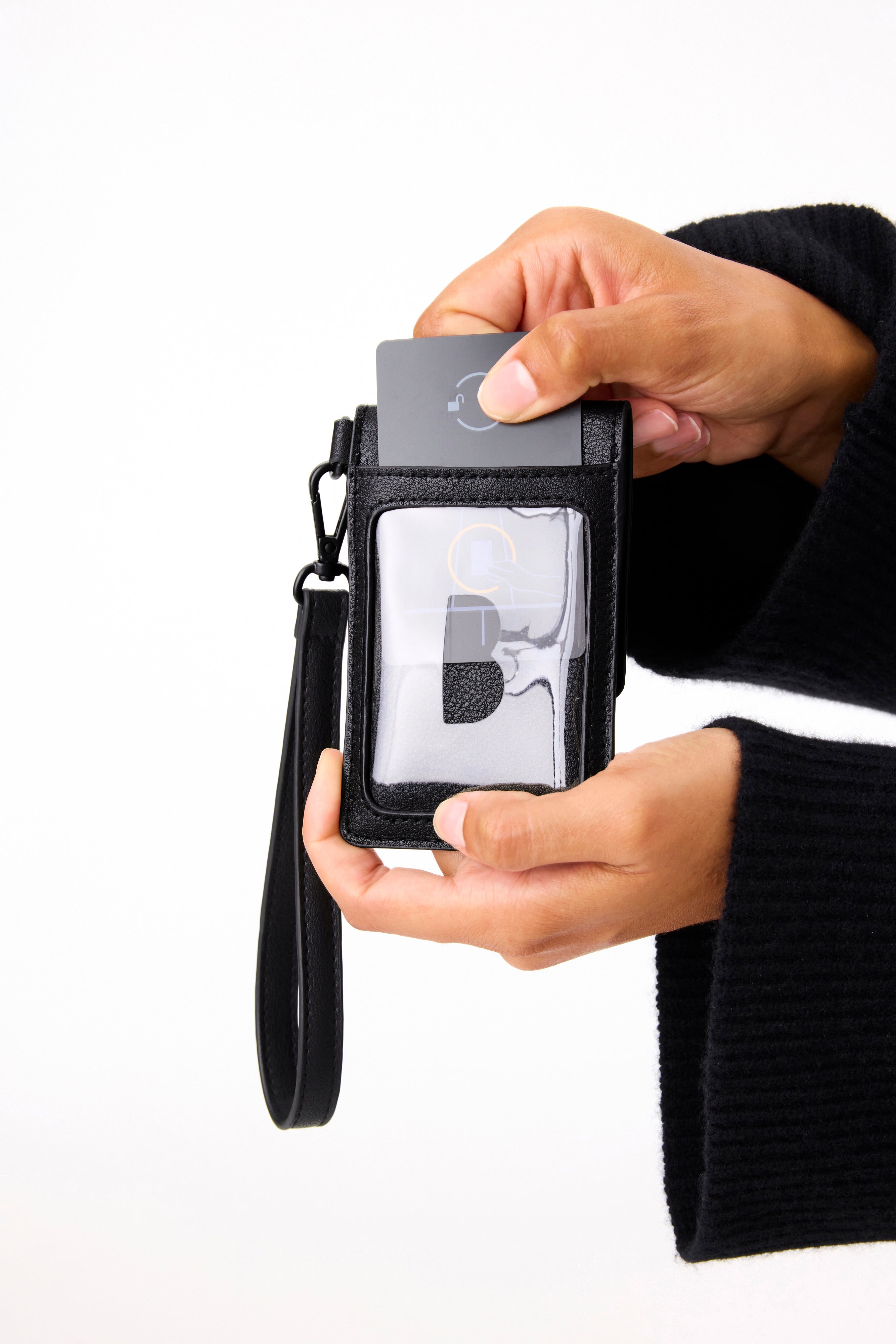 Premium Black ID Wristlet Wallet - Slim RFID Blocking Wristband for Credit Cards, Cash & Essentials | Perfect for Travel, Gym, Concerts & Night Out