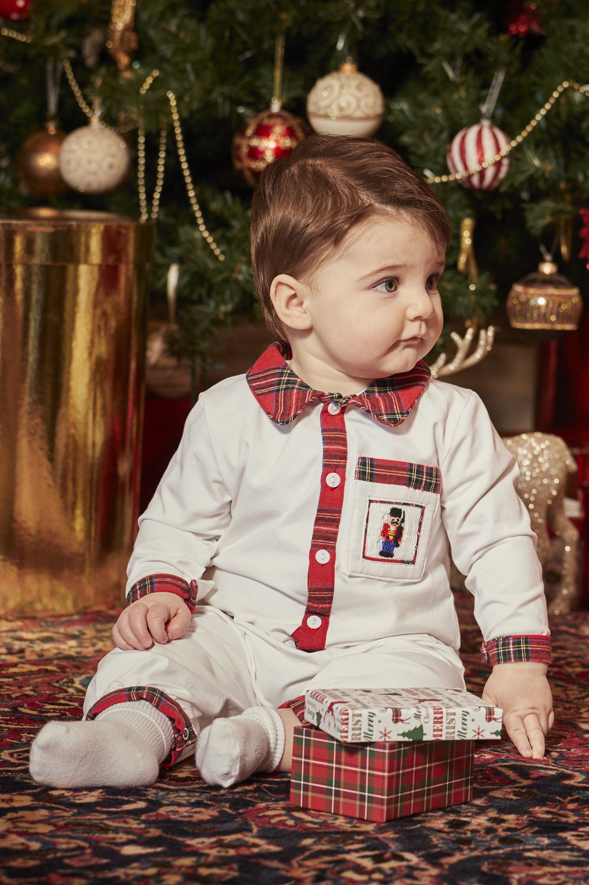 Harrison Red Tartan Smocked Romper for Baby Girls | Soft Cotton Jumper with Elastic Waist | Perfect for Holidays, Photoshoots & Special Occasions