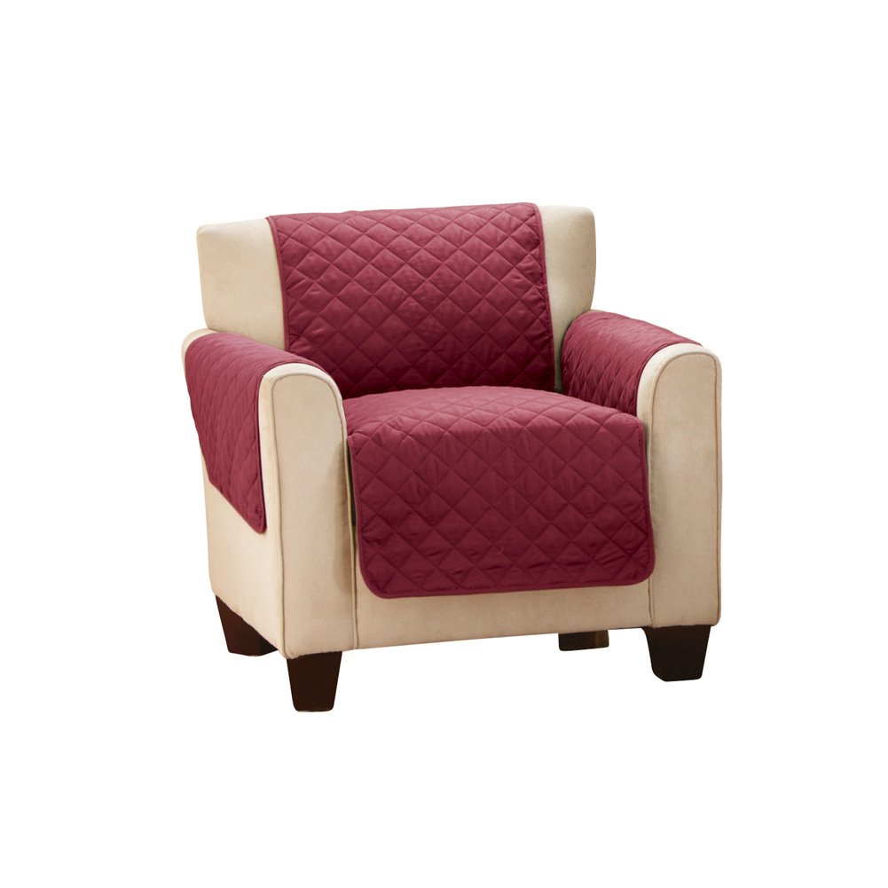 Reversible Quilted Furniture Protector Cover for Chairs - Burgundy/Taupe | Waterproof & Anti-Slip | Perfect for Living Room, Dining Room & Office Use