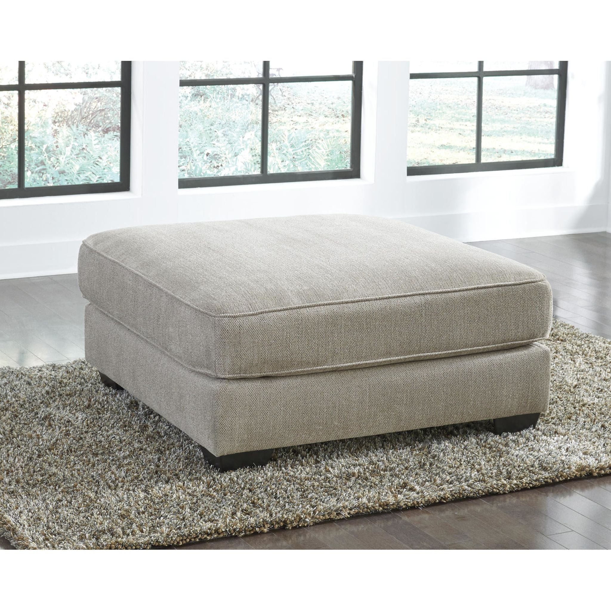 Ardsley Oversized Accent Ottoman in Pewter - Large Footrest Pouf for Living Room, Bedroom & Home Decor