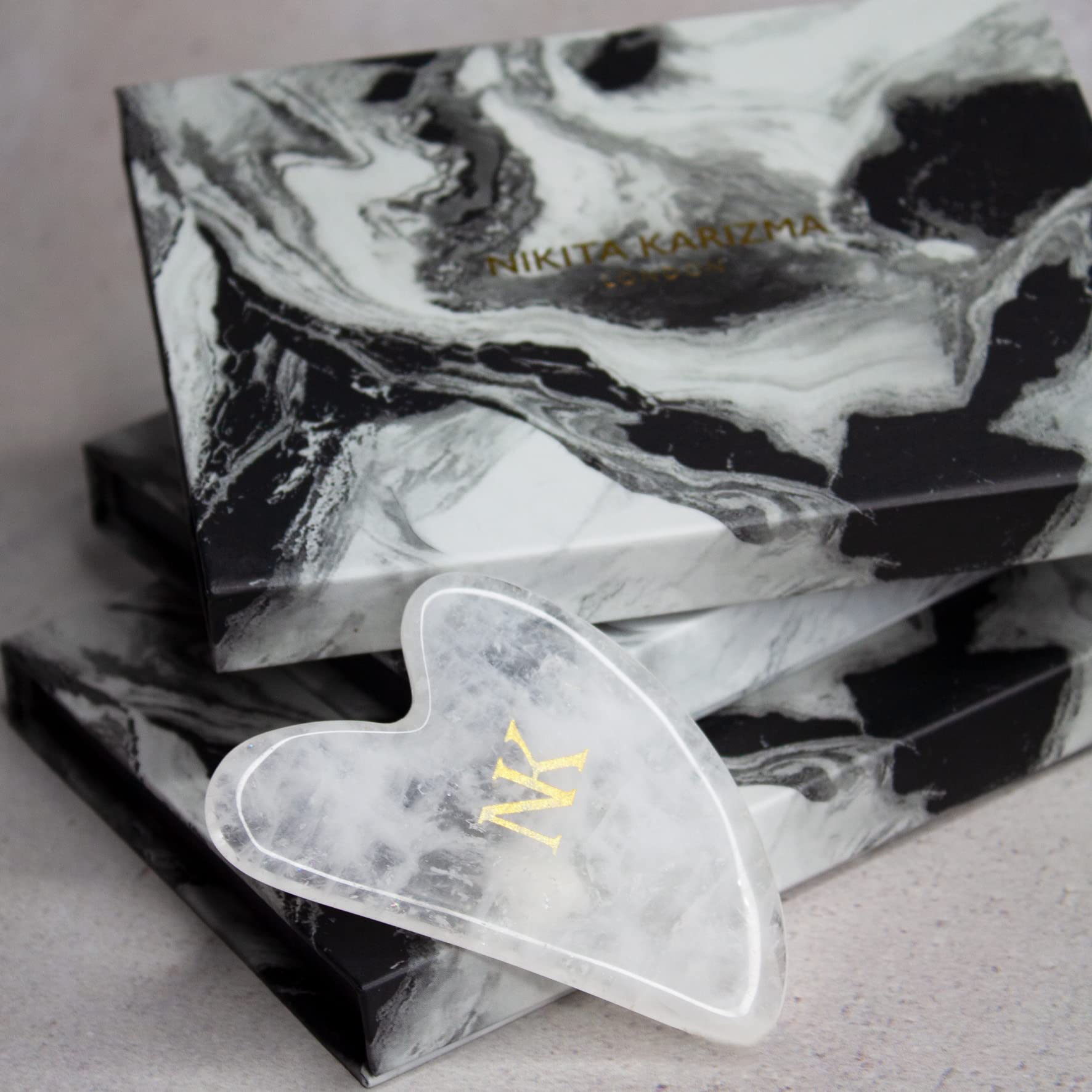 KARIZMA White Jade Gua Sha Massage Tool - Natural Jade Stone Facial Scraper for Skin Care & Relaxation | Gift Box Set | Perfect for Anti-Aging, Lymphatic Drainage & At-Home Spa Treatments