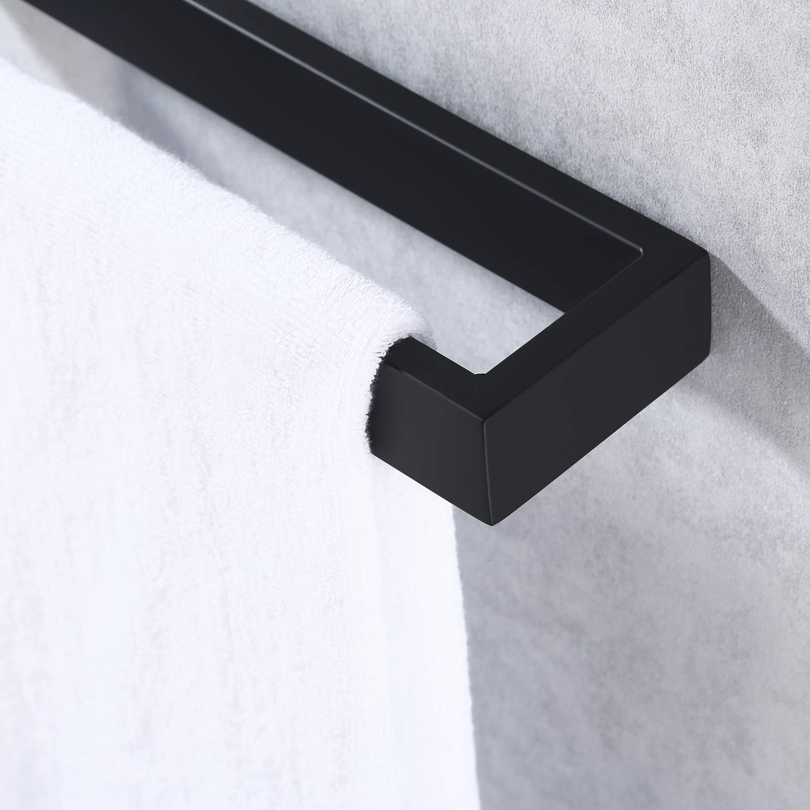 10 Inch Modern Matte Black Towel Holder & Toilet Paper Holder Wall Mount Set (A23080-BK + A2572-BK) - Perfect for Bathroom, Kitchen & Laundry Room Organization