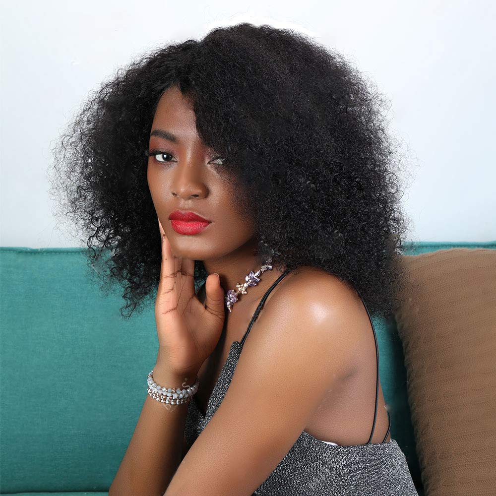 13x4 Lace Front Wigs Human Hair - No Shedding Soft Afro Kinky Curly Pre Plucked Bleached Knots Short Bob Wig 12