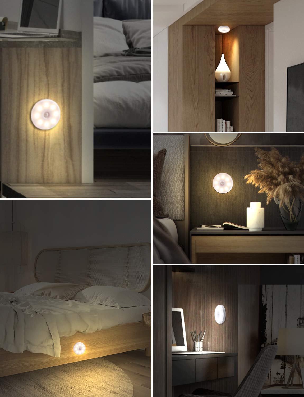 Motion Sensor LED Night Light - Rechargeable Stair & Closet Lighting with 3 White Lights for Home Safety & Convenience | Perfect for Hallways, Bedrooms, Kitchens & Bathrooms