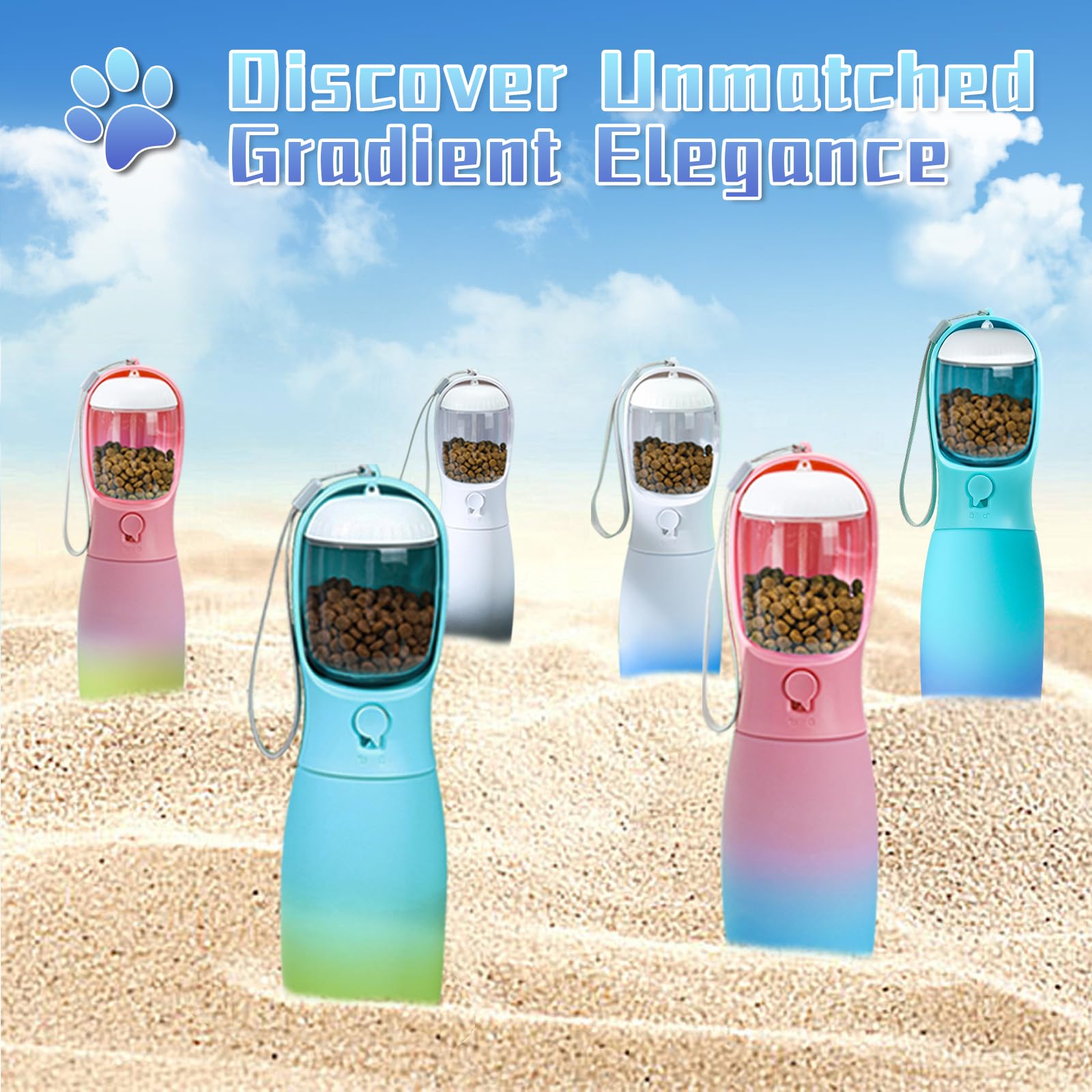 2-in-1 Portable Dog Water Bottle & Food Container - 19Oz Travel Bowl for Hiking, Walking & Outdoor Adventures - BPA Free Pet Accessories for Puppies & Dogs (Blue) - Perfect for Camping, Park Visits & Daily Walks