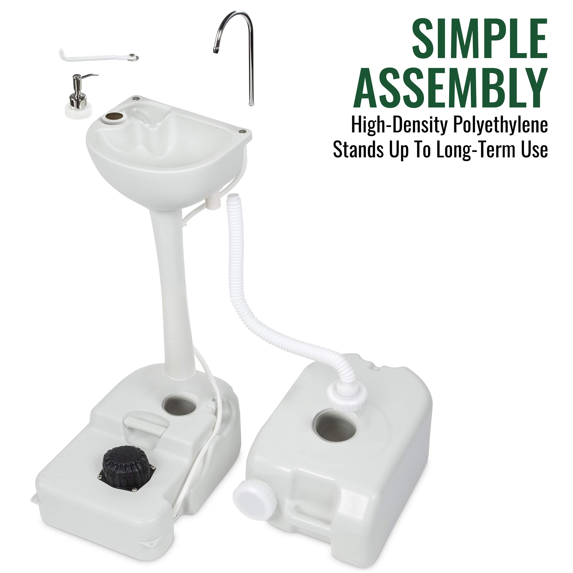 Hike Crew Portable Outdoor Foot Pump Camping Sink - Collapsible Hand Wash Basin with 5 Gallon (19L) Water Tank, Wheels, Soap Dispenser, Gooseneck Faucet & Towel Holder - Perfect for RV Trips, Camping, Travel, Worksites & Outdoor Adventures