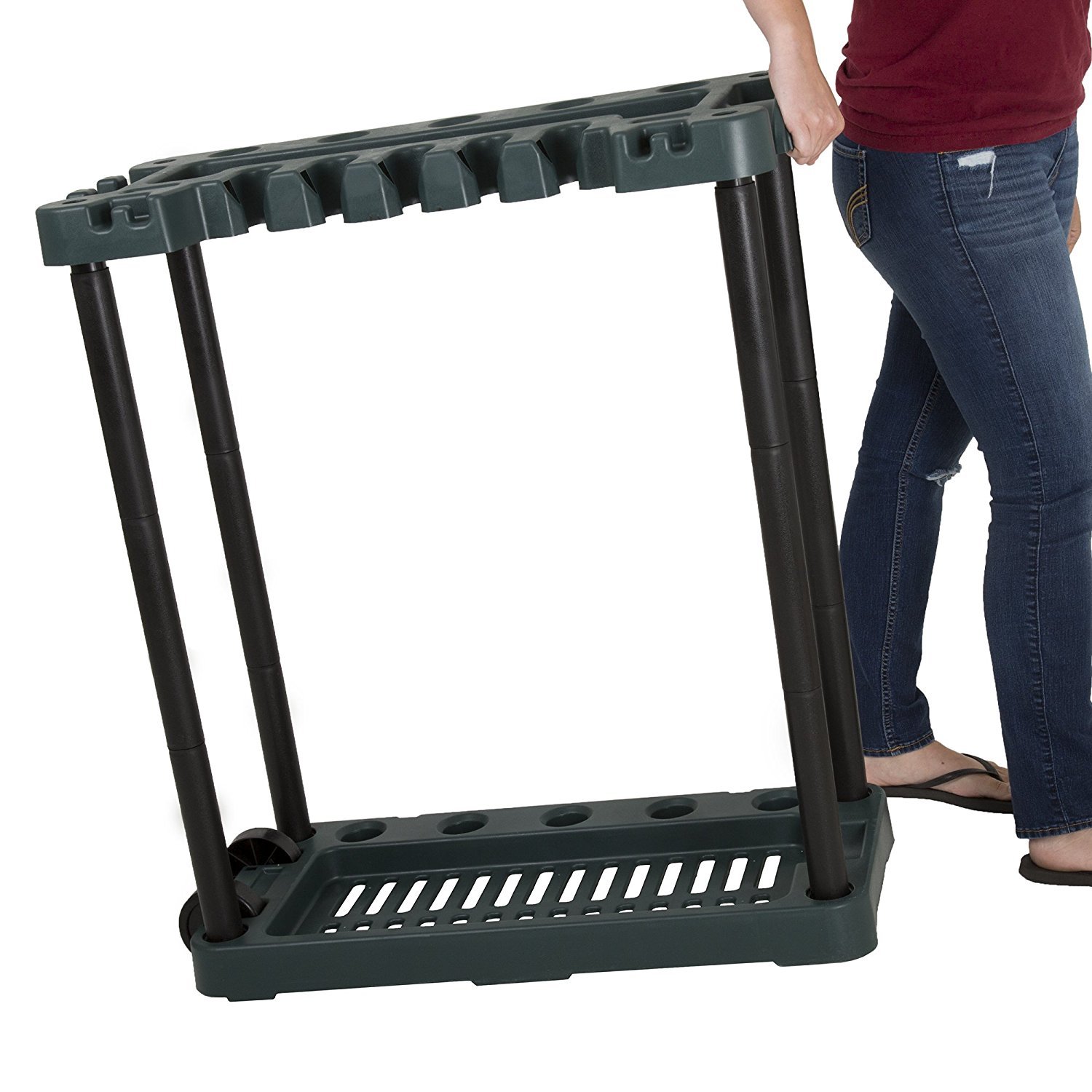 Stalwart Rolling Garden Tool Storage Rack Tower - Holds 40+ Tools | Perfect for Garage, Shed & Outdoor Organization