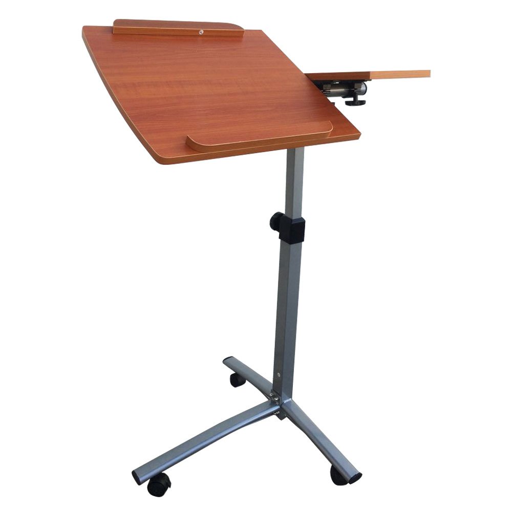 Adjustable Over Bed Table with Wheels - Portable Laptop Stand & Mobile Desk Cart for Home/Office, Height & Tilt Adjustable Surface for Reading, Working, Eating in Bed or Sofa - Ideal for Students, Patients & Remote Workers