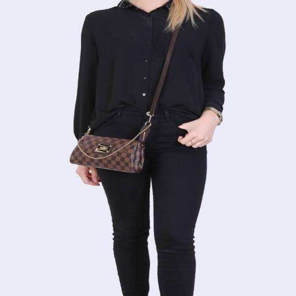 Authentic LV Eva Clutch Bag in Damier Ebene Canvas - Luxury Crossbody Purse for Women | Perfect for Evening Events, Date Nights & Travel Accessories
