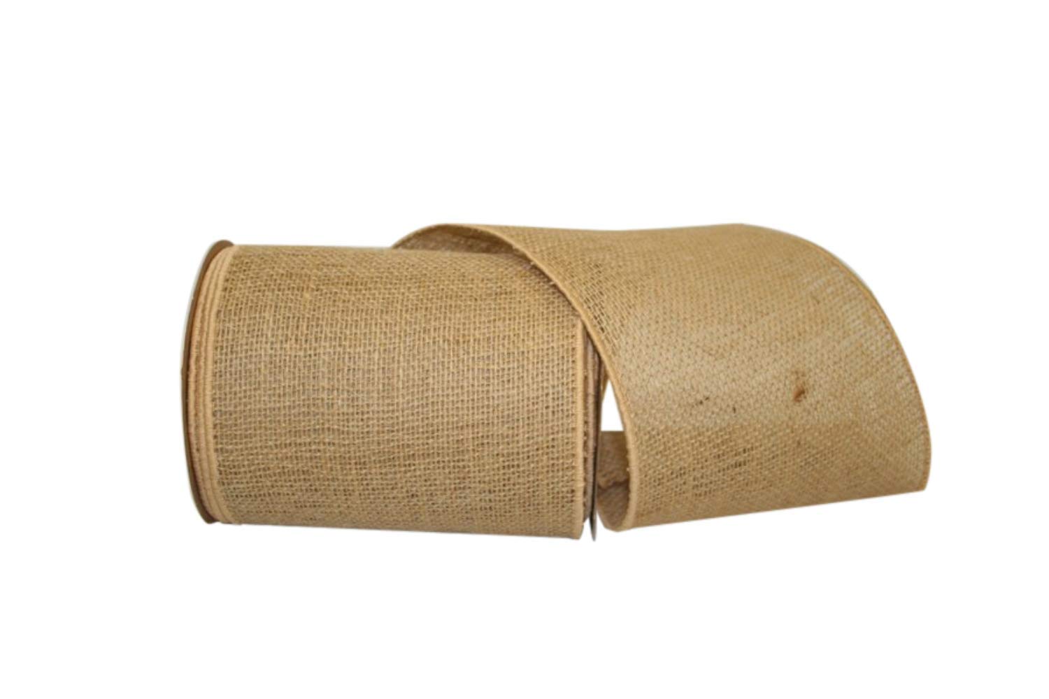Reliant 6 Inch x 10 Yards Colored Burlap Wired Edge Ribbon - Natural Rustic Decor for Gift Wrapping, Wedding Bouquets, and DIY Crafts