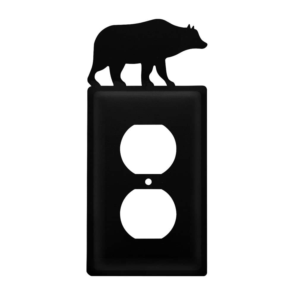 Rustic Wrought Iron Bear Outlet Cover - Decorative Electrical Outlet Plate for Cabin, Lodge & Western Home Decor | Perfect for Bedroom, Living Room & Office