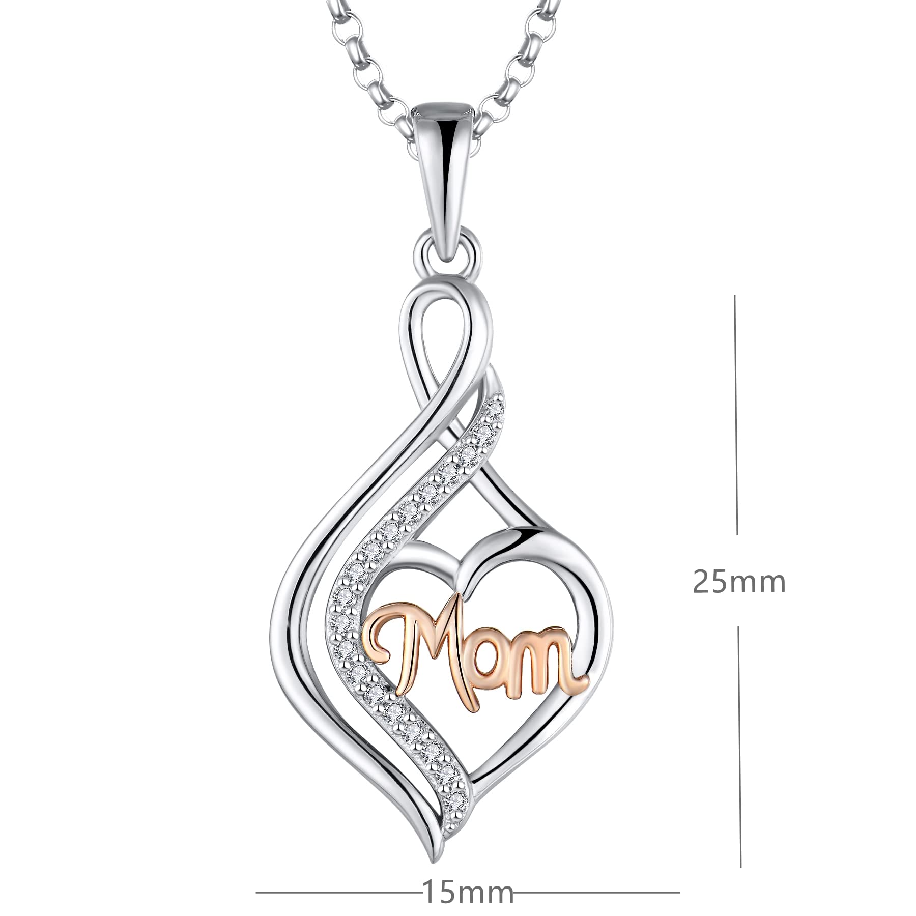 925 Sterling Silver Mom Necklace - Best Jewelry Gift for Women | Birthday, Christmas, Mother's Day