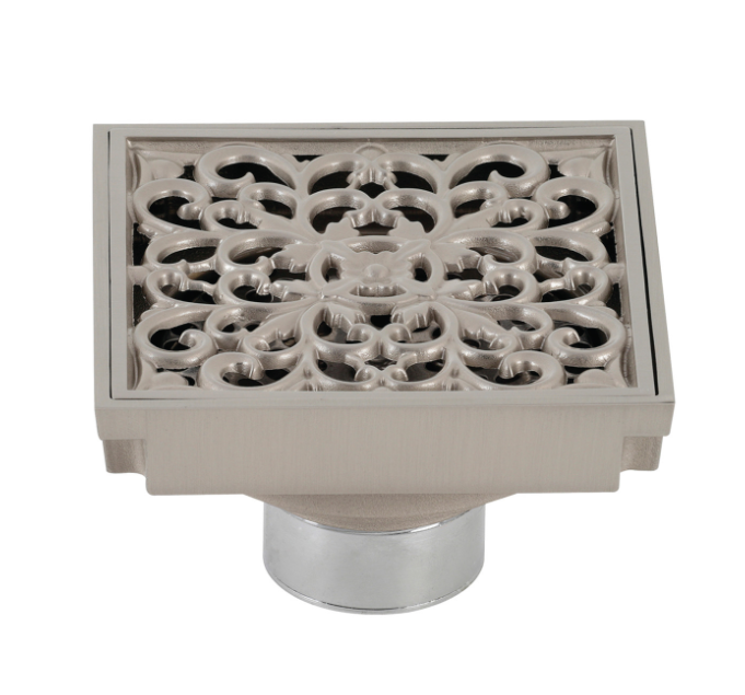 4 Inch Square Grid Shower Drain with Hair Catcher - Stainless Steel Bathroom Floor Drain for Wet Room, Shower Stall & Bathtub - Anti-Clog Design for Home & Commercial Use