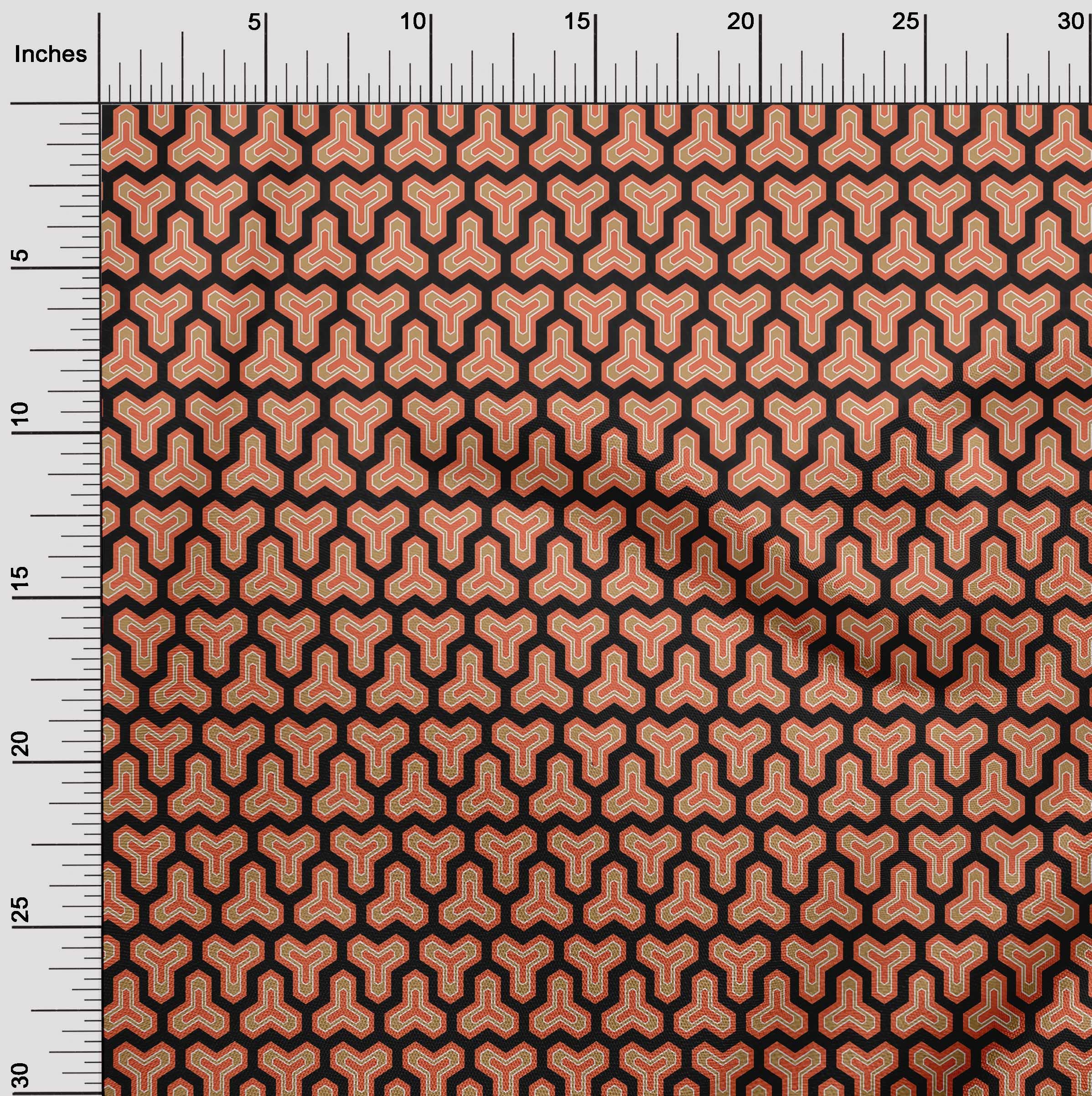 oneOone Velvet Orange Geometric Print Fabric by The Yard - 58 Inch Wide for DIY Clothing, Home Decor & Sewing Projects | Soft, Durable & Easy to Sew