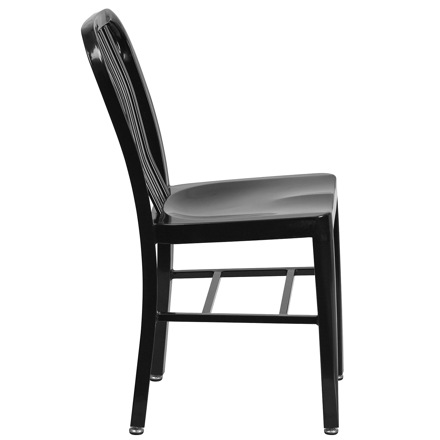 Flash Furniture Commercial Grade Black Metal Indoor-Outdoor Chair - Heavy Duty Stackable Dining Chairs for Restaurants, Cafes & Patio Use