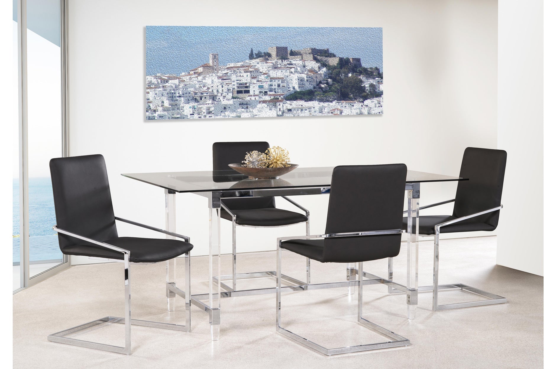 Elegant 4-Piece Dining Set with Jasmine Black Side Chairs - Modern Kitchen & Dining Room Furniture for Home Decor & Entertaining