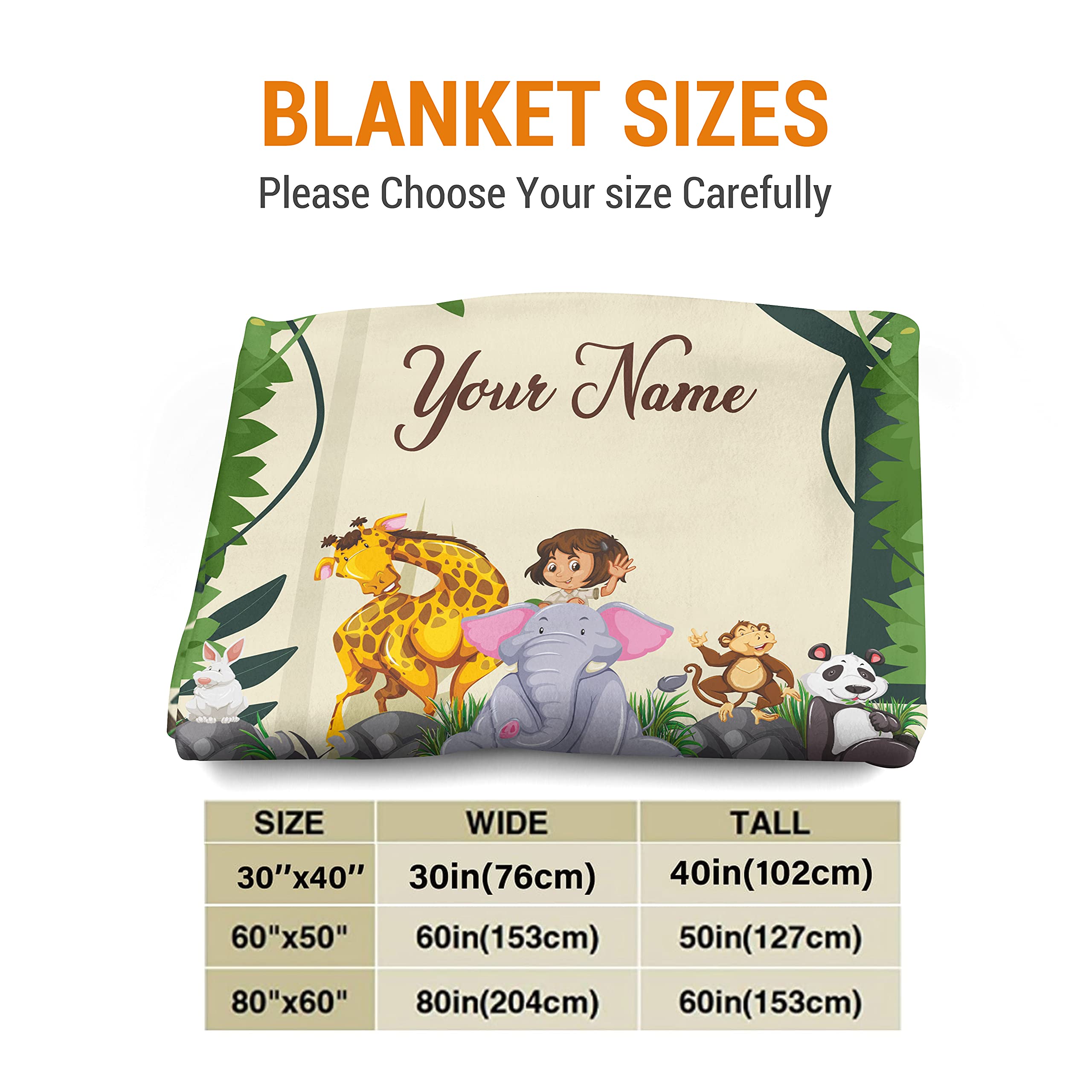 Personalized Safari Baby Blanket - Soft 60