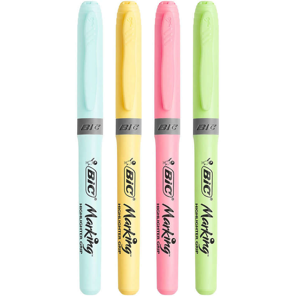 BIC Pastel Highlighter Pens, Set of 4 - Soft Color Markers for Note Taking, Bible Study & School Supplies | Ideal for Students, Office & Book Lovers
