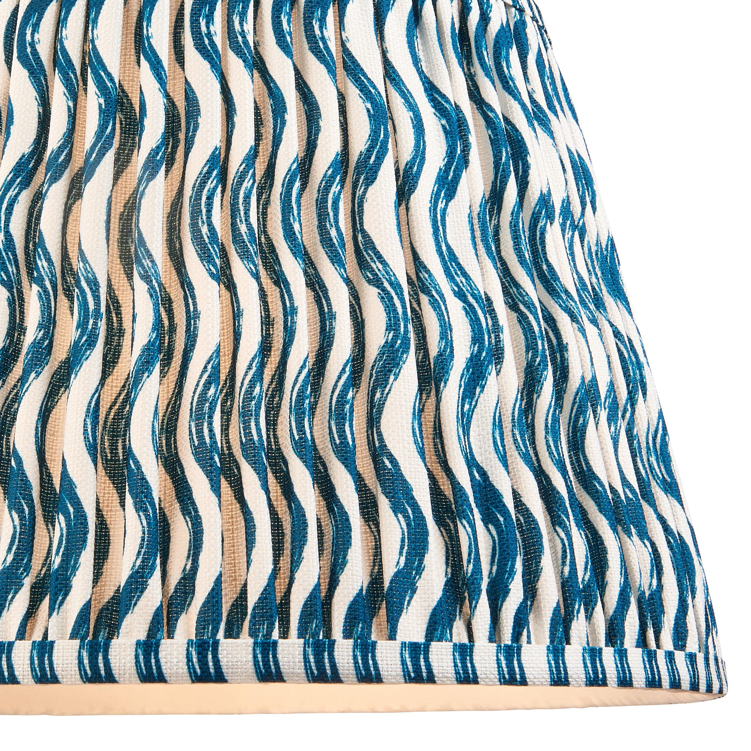 Borello Ivory Ceramic Table Lamp with 35cm Ripple Marlin Blue Shade - Elegant Home Decor for Living Room, Bedroom & Office Lighting