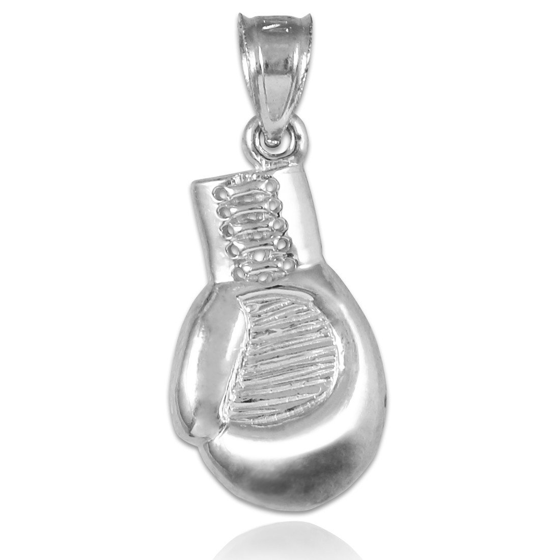10K White Gold Boxing Glove Charm Pendant for Men & Women - Elegant Sports Jewelry Gift for Boxing Lovers - Perfect for Necklaces, Bracelets & Gifts