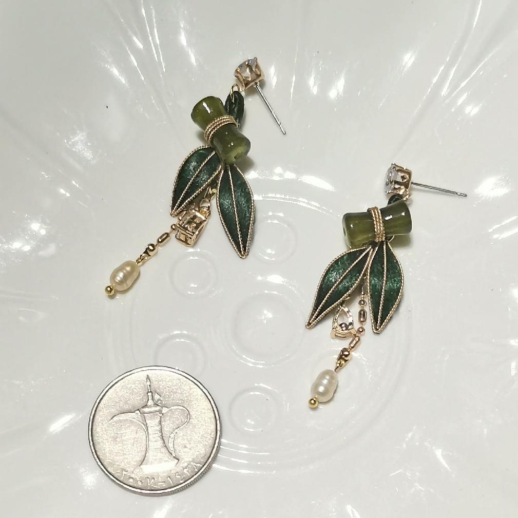 Handmade Bamboo & Silk Custom Earrings for Women - Elegant Ronghua Floral Design - Perfect for Weddings, Parties & Special Occasions